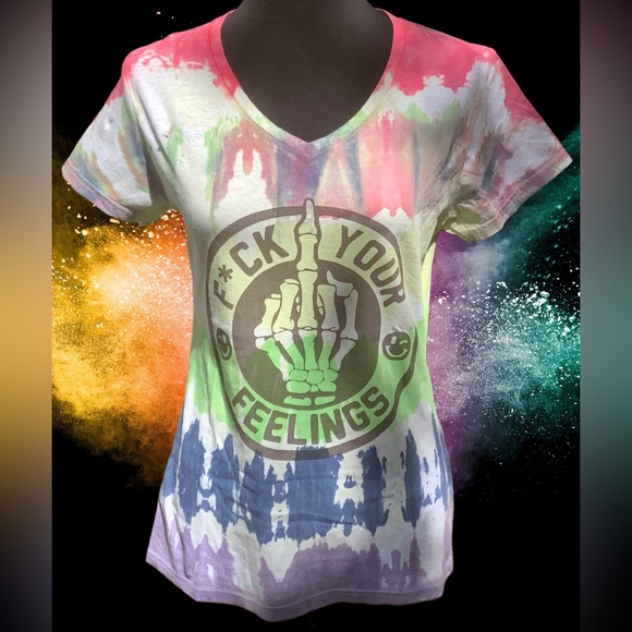 F*ck Ur Feelings, Visual Bliss Co Custom Tie Dye with a Direct To Garment Print - Picture 1 of 2